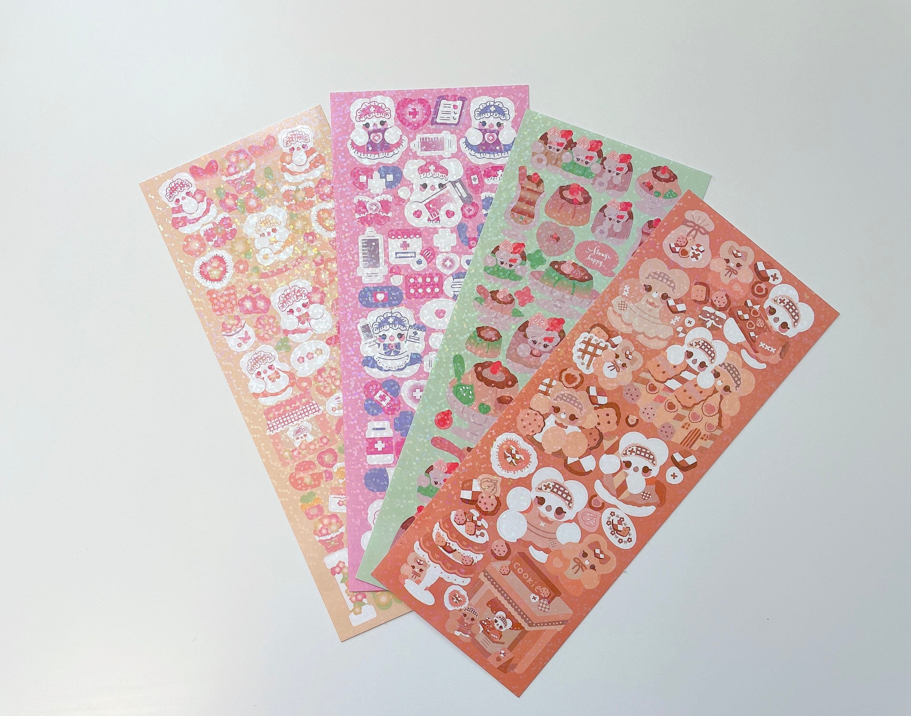 Kawaii bunny deco sticker, scrapbooking, planner, journal deco stickers